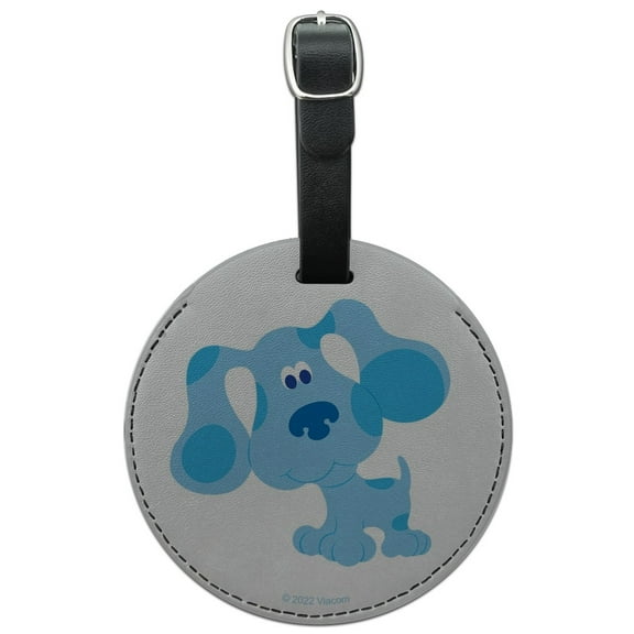 Happy Blue's Clues Round Leather Luggage Card Suitcase Carry-On ID Tag