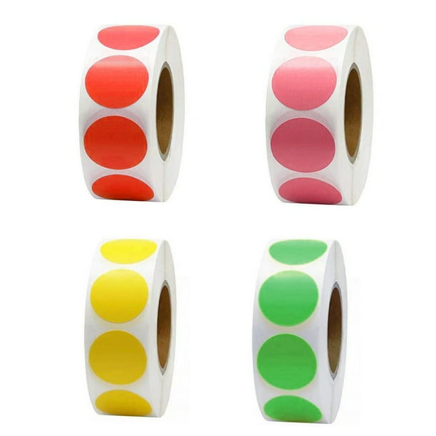 25 mm 2000 etiquetas redondas Pegatinas redondas Etiquetas autoadhesivas circulares Puntos autoadhesivos redondos - 4 colores, rojo, rosa, amarillo, verde, STOL