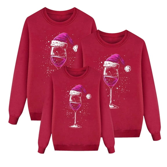 SJLDQY Family Christmas Pajamas Set Xmas Reindeer Graphic Pullover Sweatshirt for Family Soft Warm Holiday Party Festival Tops for Men Women And Kids