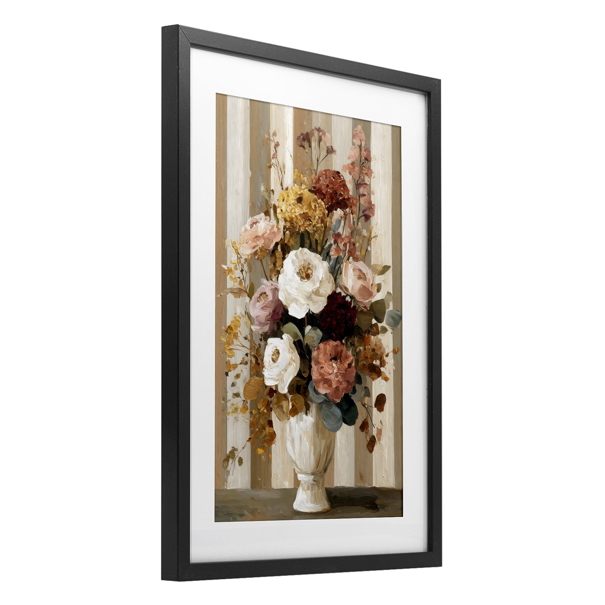 Stupell Industries Vintage Arrangement in Vase Black Framed Print Under Glass, design by Petal Prints Design