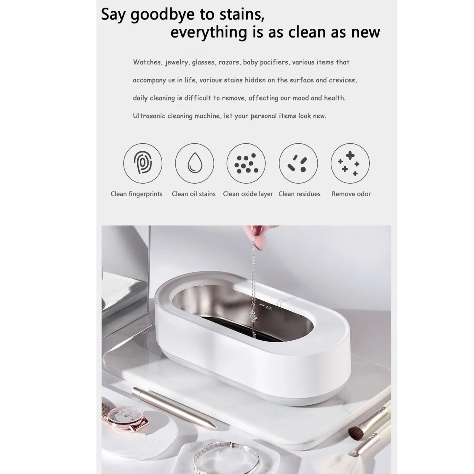 Portable Ultrasonic Cleaner Cleaning Machine for Jewelry Glasses Watch Makeup Eggs Cleaning