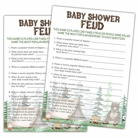 Jungle Adventure Baby Shower Game Set, 25 Gender Neutral Cards with Answer Card for Fun Forest-Themed Gender Reveal Party, Perfect for All Guests to Enjoy