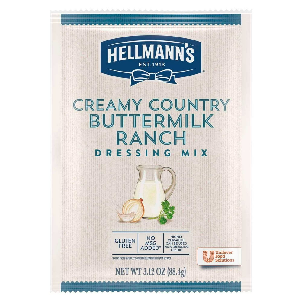 Hellmann`s Creamy Country Buttermilk Ranch Salad Dressing Dry Mix Pouch, 3.12 Ounce 18 per