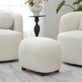 thumbnail image 6 of Round Boucle Upholstered Ottoman Chair, Footstool with Soft Padded Seat, Fully Assembled Modern Sofa Couch Footrest, Extra Seating for Bedroom Entryway, Beige(18.5" D x 23" W x 16.5" H), 6 of 11