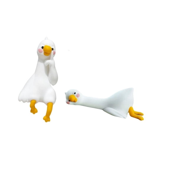 Giaone 2Pcs Cute Geese Computer Monitor Mini Figurines for Festival Decoration