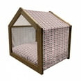 thumbnail image 2 of Casino Pet House, Playings Cards Clubs Hearts Symmetrical Geometric Repeating Ornamental, Outdoor & Indoor Portable Dog Kennel with Pillow and Cover, 5 Sizes, Scarlet Black, by Ambesonne, 2 of 5