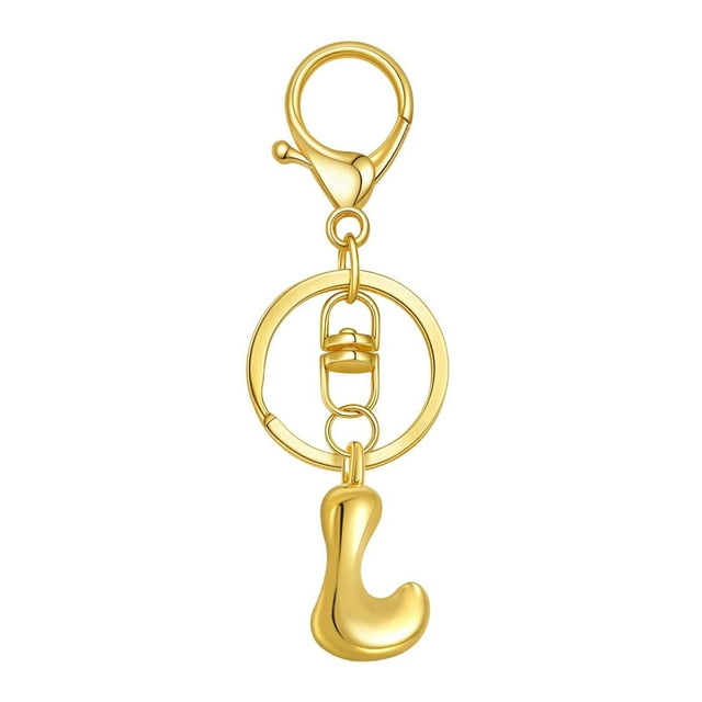 Hearth & Gear Custom Letter Keychain Key Ring For Initial Charm With Sturdy Metal Loop And Easy To Find Design For And Luggage