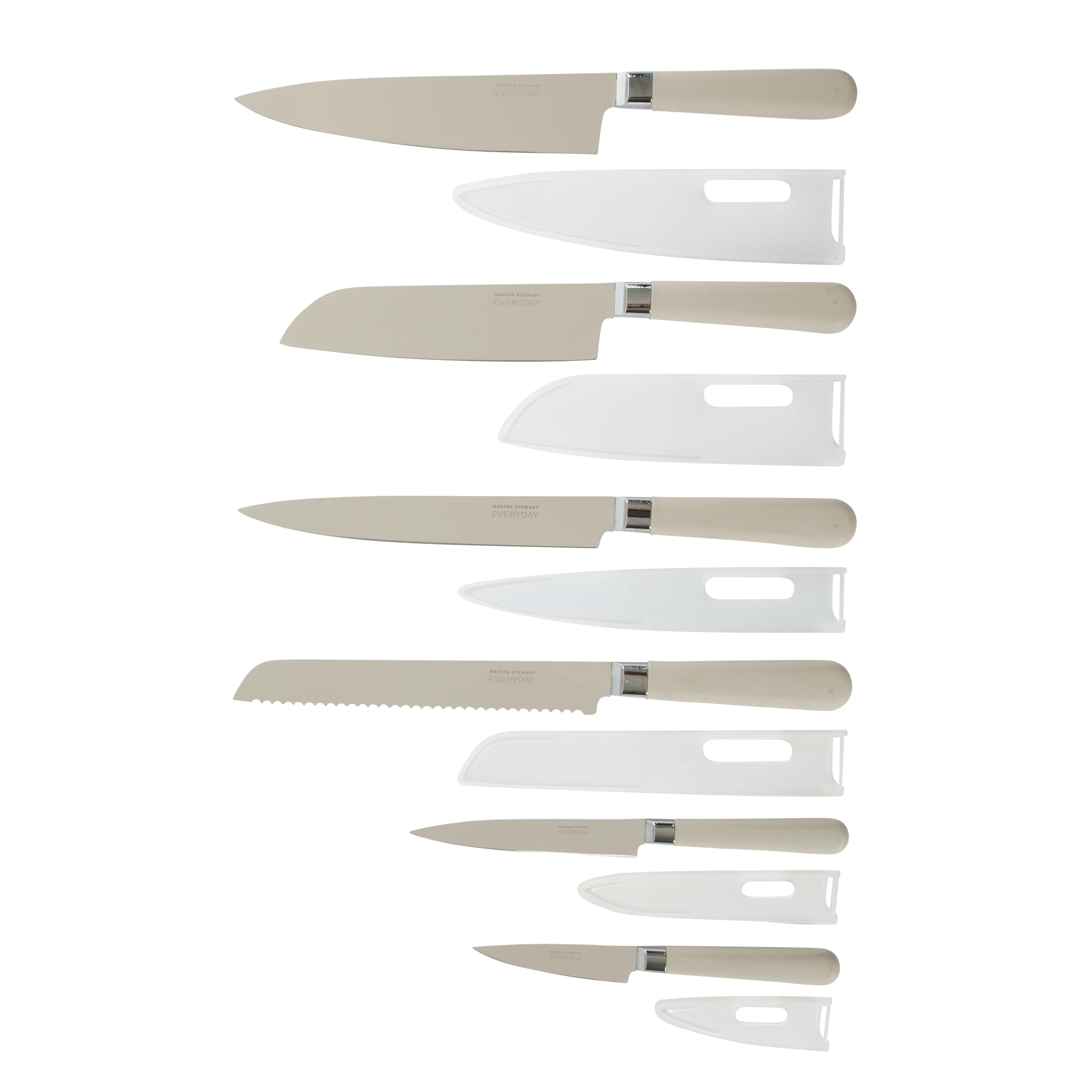 Martha Stewart Everyday Keston 6-Piece Stainless Steel Knife Set with Ergonomic Handles, Grey