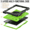 thumbnail image 3 of Samsung Galaxy Tab A8 Case 10.5 Inch 2022 SM-X200/X205/X207 with Built-in Screen Protector, Dteck Heavy Duty 3 in 1 Shockproof Bumper Full Body Drop Protection with 360° Ring Holder,Black+Green, 3 of 8