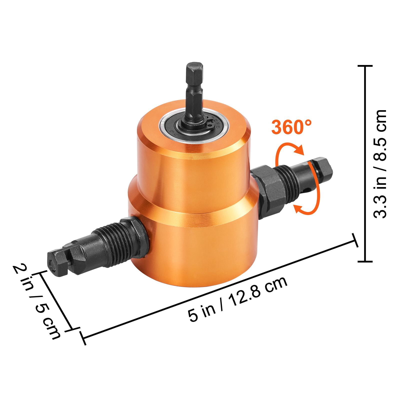 Double Head Sheet Metal Nibbler Drill Attachment, 360° Rotating Cutting Head, Step Drill Bit, Cuts Steel/Stainless/Copper/Aluminum/Plastic/Wood for Automotive Repair