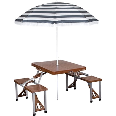 Dextrus Picnic Table Bench Set 6 ft Outdoor Camping with Umbrella Hole ...