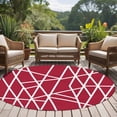 thumbnail image 4 of Red Geometric Round Area Rug 5Ft Washable Circle Rugs for Living Room Bedroom, Abstract Stripes Modern Minimalist Non-Slip Carpet Floor Mats Indoor Outdoor Carpet Runner Aesthetic Home Decor, 4 of 8
