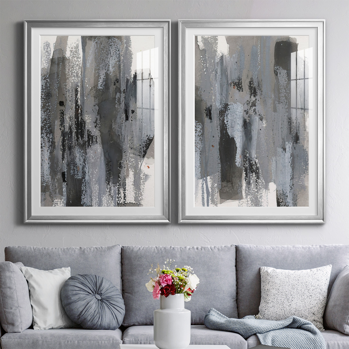 Wexford Home Loft Pastel III Premium Framed Print, 26.5" x 36.5" - Ready to Hang, Silver (Set of 2)