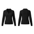 thumbnail image 4 of Fewfanhot Sweaters for Women Cable Knit Long Sleeve Polo V Neck Fall Outfits Collared Cropped Waist Length Pullover Sweater Top, 4 of 9