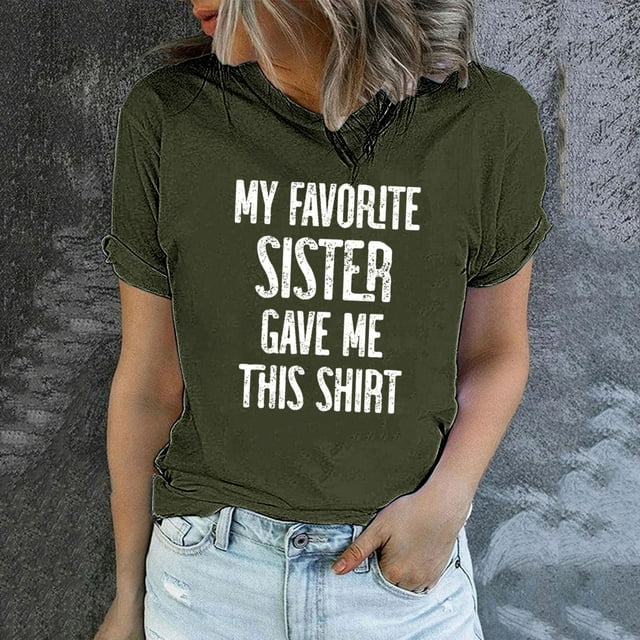 LSLJS Women's Funny Printed Pattern Casual Fashion Soild Color Short Sleeve Tops Blouse