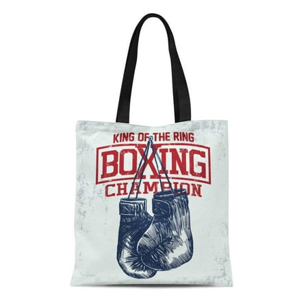 SIDONKU Canvas Tote Bag Gym Vintage Boxing Gloves Works Boy Kid Sport Training Reusable Shoulder Grocery Shopping Bags