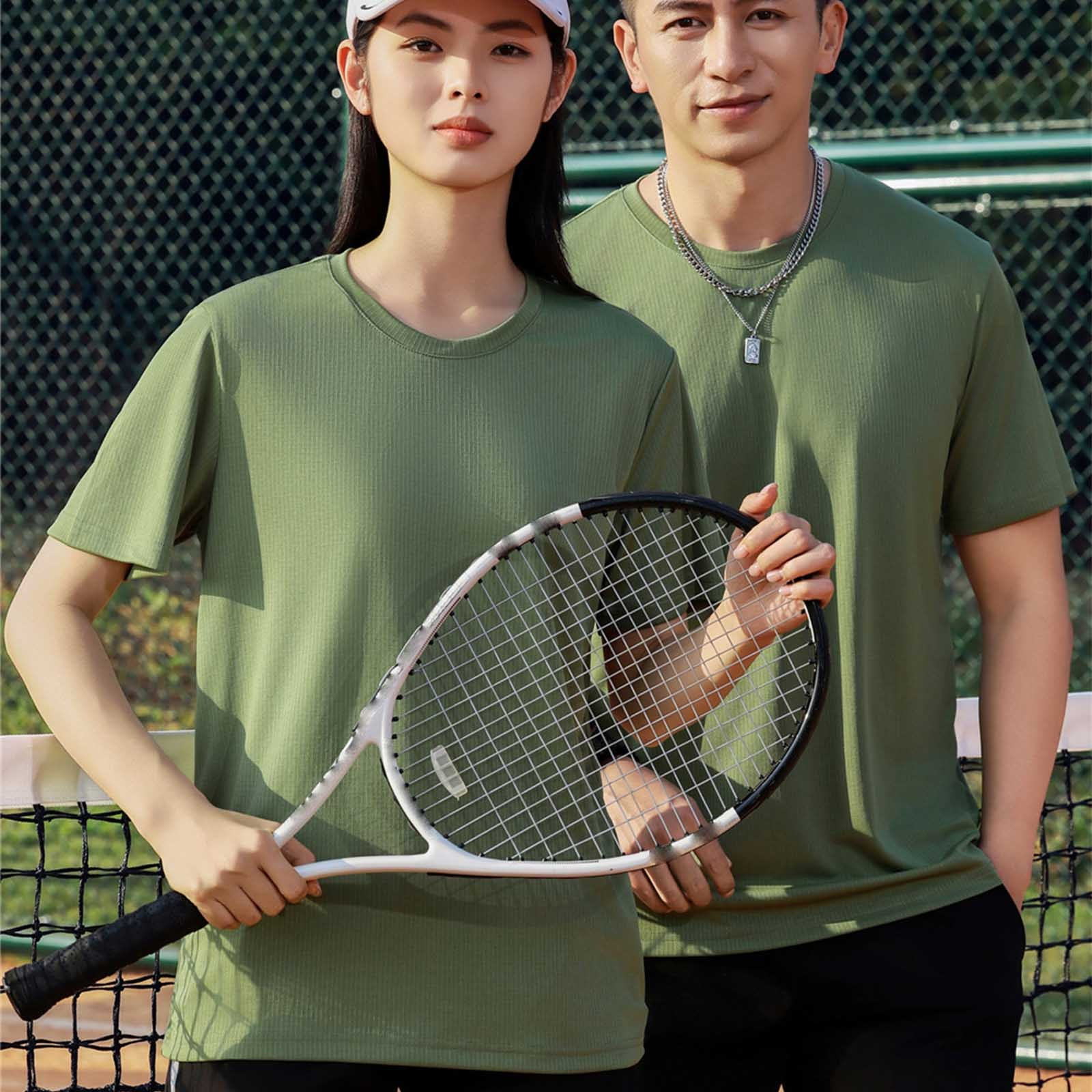 Camiseta deportiva de hombre de poliéster de secado rápido, cuello redondo, manga corta, que absorbe la humedad, atlética, para gimnasio, casual, running, activewear | Zenithor, verde militar, 3XL 5