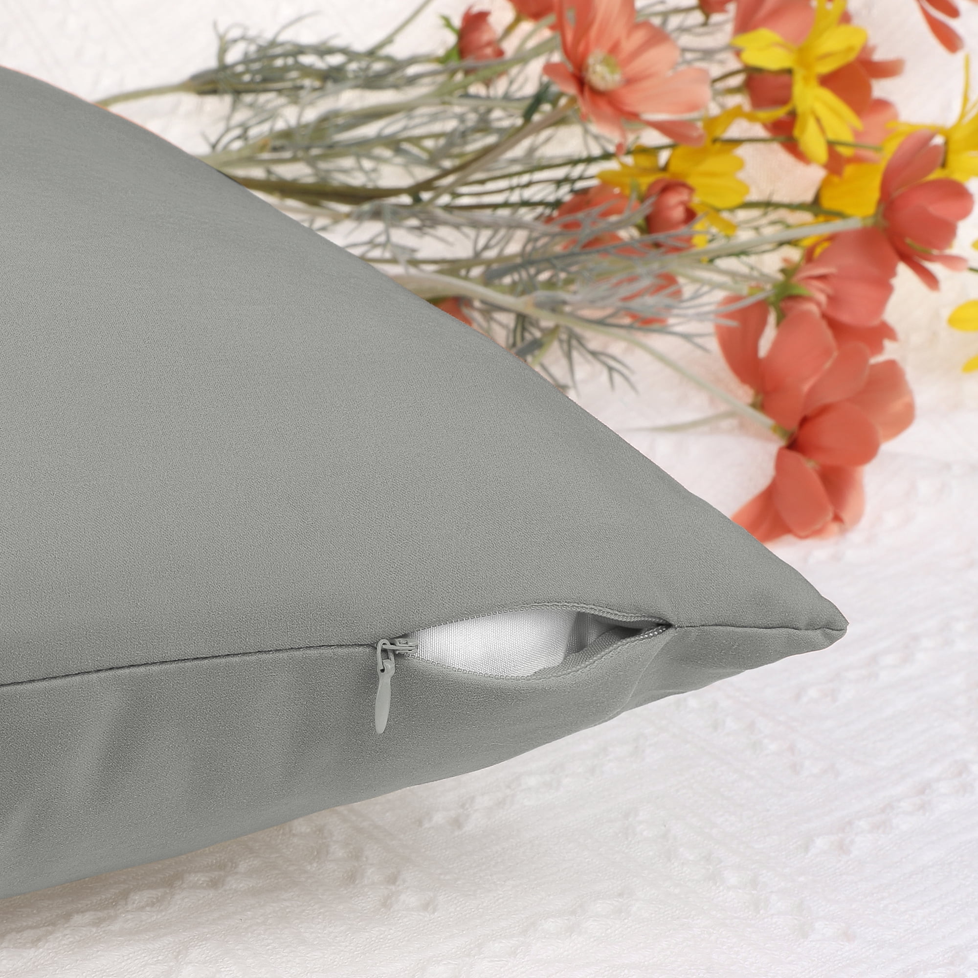 Unique Bargains 4 Pcs Solid Color Pillowcases Hidden Zipper Pillow Covers Gray 20" x 20"