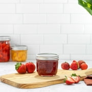 Wide Mouth Small Mason Jars with Airtight Lids, Labels and Measures - 8 oz - [Set of 6] Airtight Canning Jars, Glass Jar