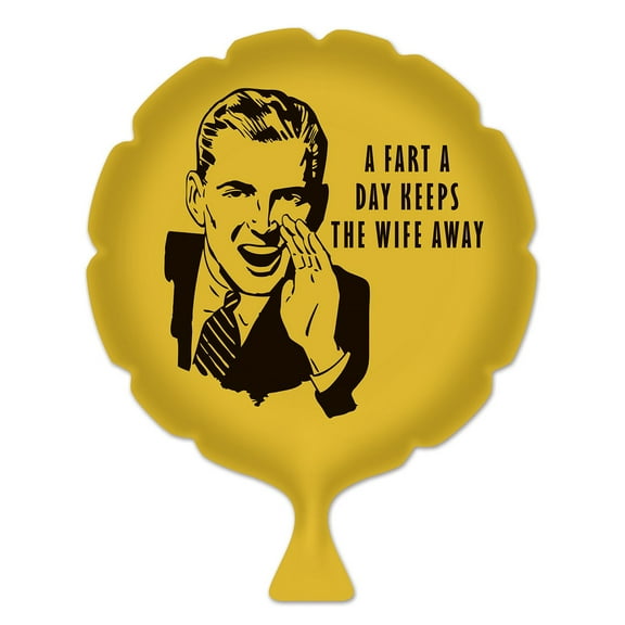 Beistle Set of 6 Yellow and Black "Keep the Wife Away" Whoopee Cushion Party Favors - 8"