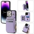 thumbnail image 3 of Decase For iPhone 15 Pro,Wallet Case PU Leather Shockproof Phone Shell Detachable Lanyard & Wrist Strap,Magnetic Buckle Back Cover Zipper Wallet Card Holder Pocket for Apple iPhone 15 Pro,Purple, 3 of 7