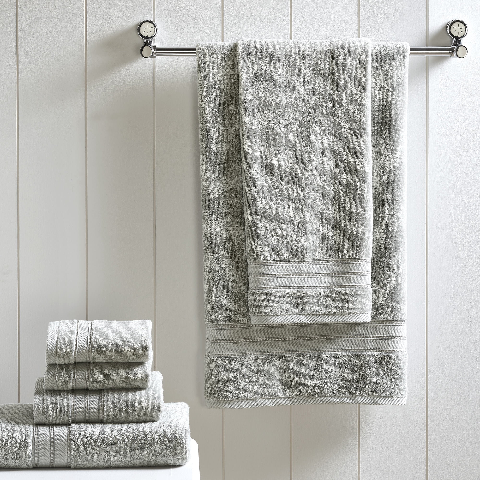 Modern Threads Spunloft 6-Piece Cotton Bath Towel Set, Gray