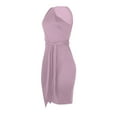thumbnail image 5 of IROINNID Women's Sleeveless Solid Color Sheath Dress Fashion Slanted Shoulder Strap Dress One-Shoulder Knee-Length Dress, 5 of 6