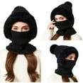 thumbnail image 4 of CYSFASHION 3 In 1 Beanie Hat With Scarf And Mask Warm Scrub Caps Women Womens Scarves Fitness Face Masks Black, 4 of 9