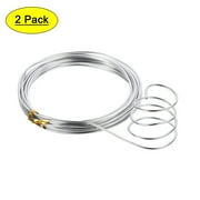 Aluminum Wire 16 Feet 2mm Dia. Flexible Metal Wire Silver Tone for DIY Arts Crafts 2Pcs