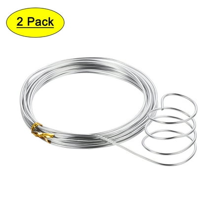 Aluminum Wire 16 Feet 2mm Dia. Flexible Metal Wire Silver Tone for DIY Arts Crafts 2Pcs