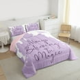 thumbnail image 3 of Manfei Princess Castle Slihouette King Size Comforter Sets,Fairy Tale Theme Bedding Comforter Set,Purple White Bedding Set For Girl,Breathable Home Decor Reversible,3 Pieces, 3 of 8