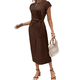 thumbnail image 1 of Vestido de Verano para Mujer, con Cuello Redondo, Informal, Elegante, con Lazo en la Cintura y Corta. Café M, 1 of 9
