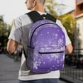 thumbnail image 3 of Gukieu Snowfall Sky White Purple Print Backpack, Waterproof Backpack with Adjustable Shoulder Straps, Suitable for Campus, Business, Travel, Unisex, 3 of 6
