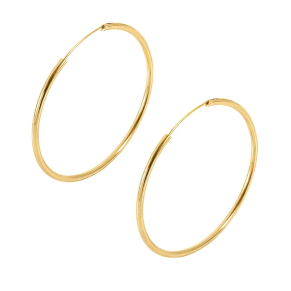 14K Gold Plated Endless Hoop Earrings-(50mm)