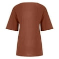 thumbnail image 5 of EHTMSAK Women Button Down Shirt Dress Long Tshirts for Leggings Cotton Linen Short Sleeve Blouses Plus Size Crew Neck Plus Size Tops for Women Sexy Summer Blouses for Spring Brown 5X, 5 of 5