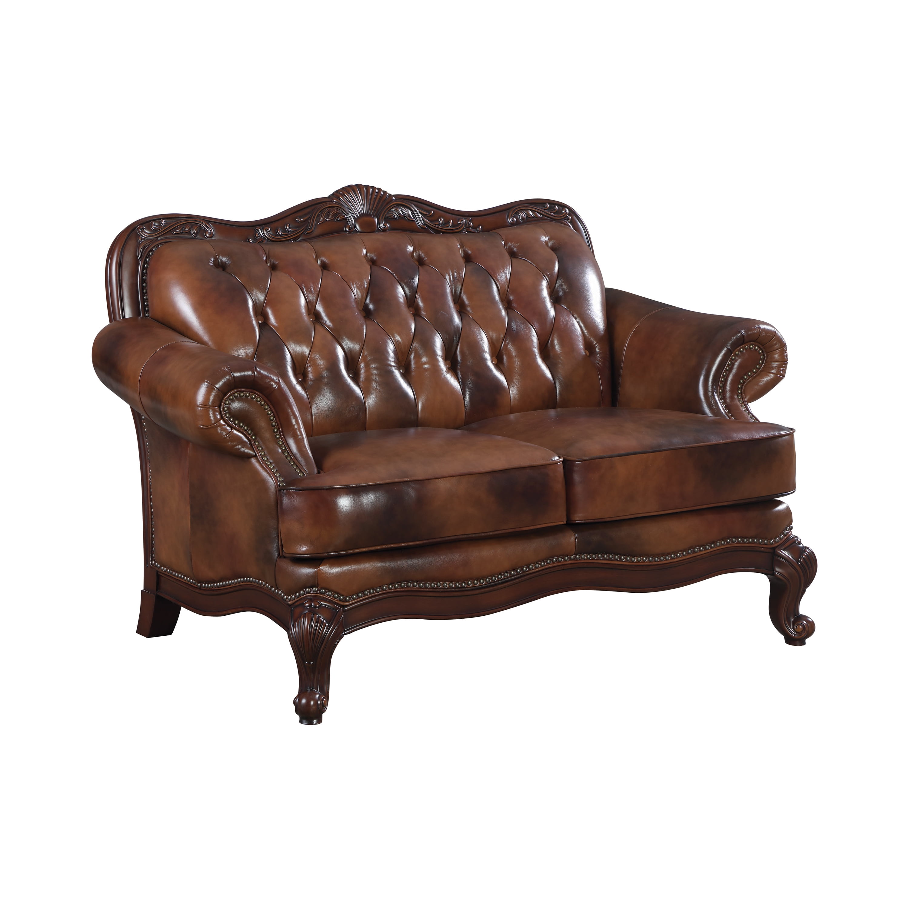 Victoria Tufted Back Loveseat Tritone and Warm Brown
