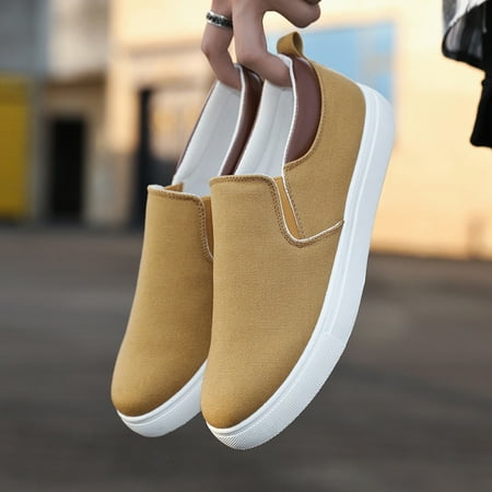

Men‘s Canvas Slip On Sneakers Casual Loafers Black/Khaki/Grey/Red