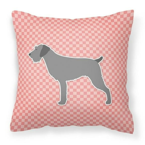 Carolines Treasures BB3611PW1818 German Wirehaired Pointer Checkerboard Pink Fabric Decorative Pillow