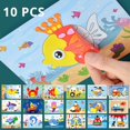 thumbnail image 2 of 10 piezas de pegatinas de espuma EVA 3D, kit de manualidades creativas para niños, niñas, bricolaje, dibujos animados de animales, transporte, pintura para educación, 2 of 5