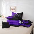 thumbnail image 6 of jejeloiu Cartoon Cute Kitten 7-Piece Bedding Comforter Set,Pet Animal King Bedding Sets,Black Purple Bed Sheets For Girls Teens,Luxury Bedroom Decor Reversible, 6 of 8