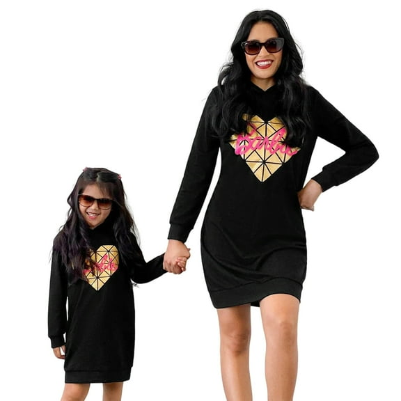 Barbie Girls Dresses Letter Heart Graphic Long Sleeve Hooded Sweatshirt Dress Sizes 2-9