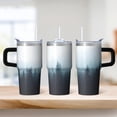 thumbnail image 2 of Insulated 20oz Stainless Steel Tumbler With Handle Double Wall Vacuum Leak Proof Geometric Print Cup With Straw Lid, 2 of 5