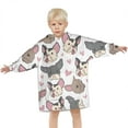 thumbnail image 3 of Bulldog Dog and Love Heart Blanket Hoodies for Kids 6-13YR Oversize Wearable Blanket Hoodies for Boys Girls Teens, 3 of 7