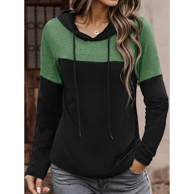 RWJDXD Sweat à Capuche Patchwork Imprimé pour Femmes, Manches Longues, Tricoté, Décontracté, Basique Chic