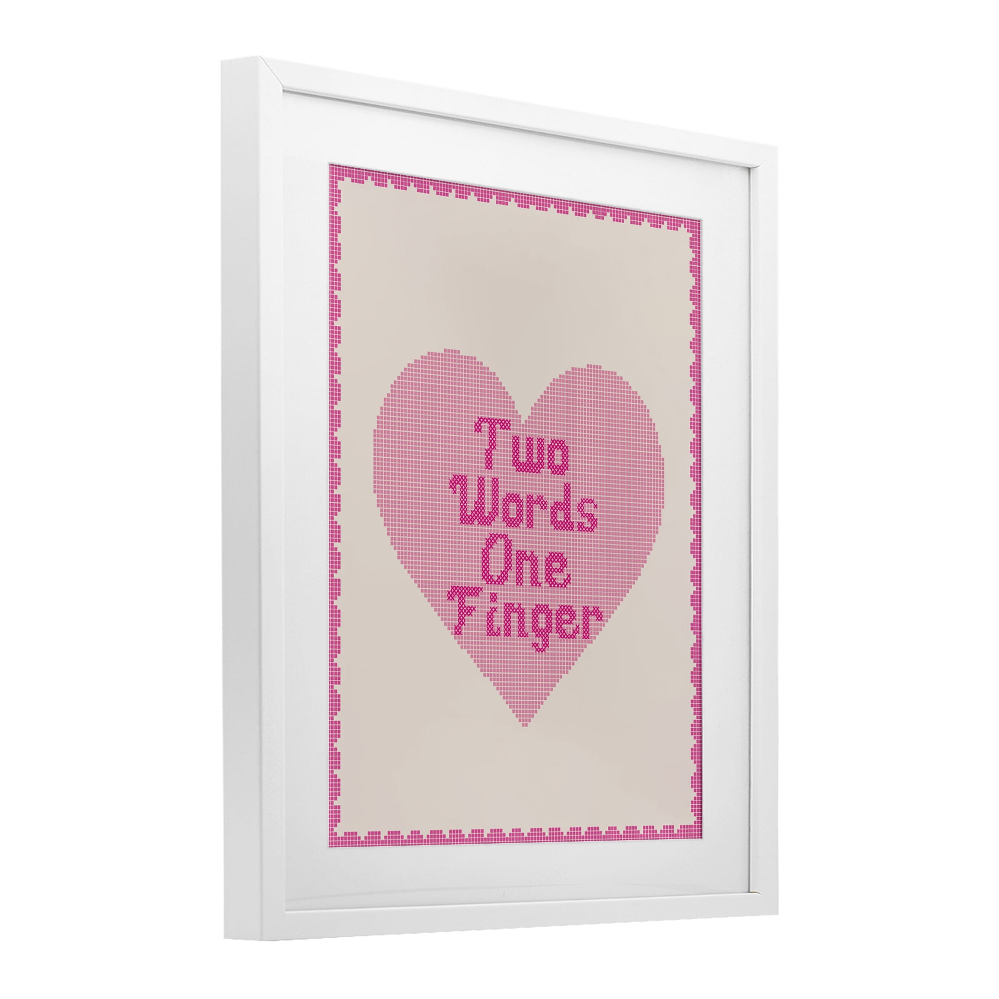Stupell Industries Two Words One Finger Heart White Framed Print Under Glass, design by Lil' Rue