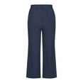 thumbnail image 4 of FAIWAD Cotton Linen Capri Pants for Women Straight Leg Palazzo Crop Pants Comfy Elastic Waist Wide Leg Capris Pants, 4 of 6