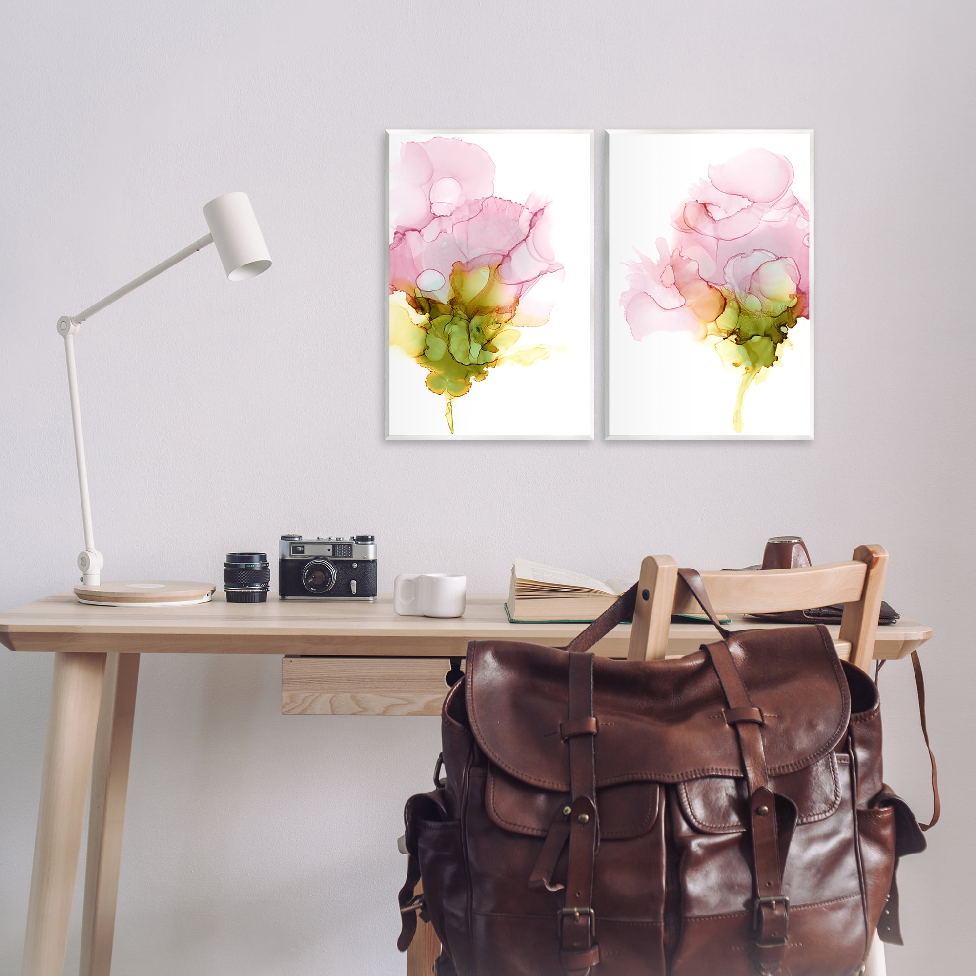 Stupell Industries Blooming Pink Ink Blossom Abstract Painting Unframed Art Print Wall Art, 13 x 19, Set of 2