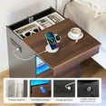 thumbnail image 5 of Nightstand with Hidden Compartment & USB/Type-C Charging Station - Locking Night Stand with Gun Drawer, LED Lights, Modern Bedside Table for Bedroom, Secure Hidden Storage,Rustic Brown, 5 of 8