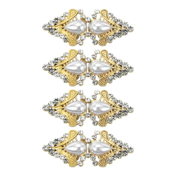 4 Pack Vintage Sweater Clips Cape Cloak Clasp Retro Cardigan Clips Shawl Collar Clasp Brooch Clip(Gold)