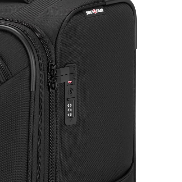 SWISSGEAR Stride Expandable Medium Checked Spinner Luggage, Black